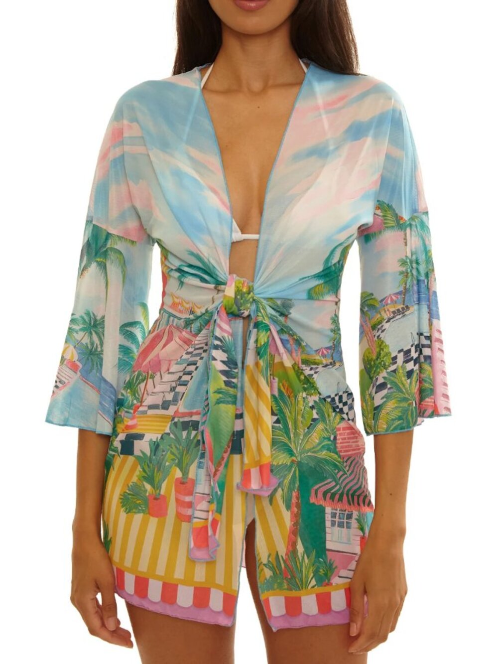 Becca Swim Miami Beach Print Mesh Tunic Coverup in size Small